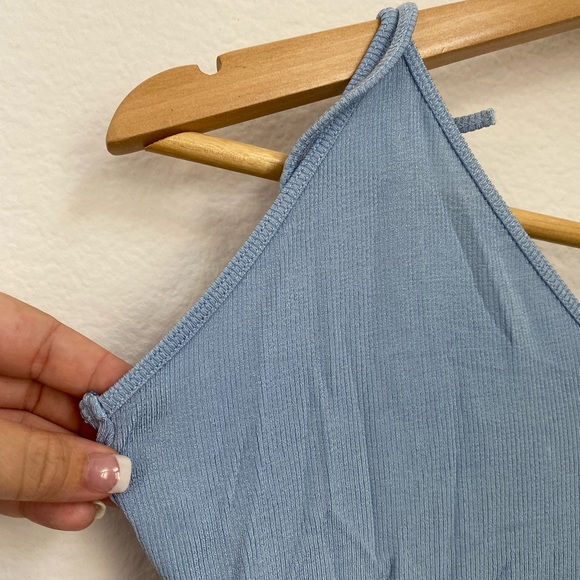Zara • Trendy Baby Blue Ribbed Tie Shoulders Tank Top NWT - Picture 3 of 13
